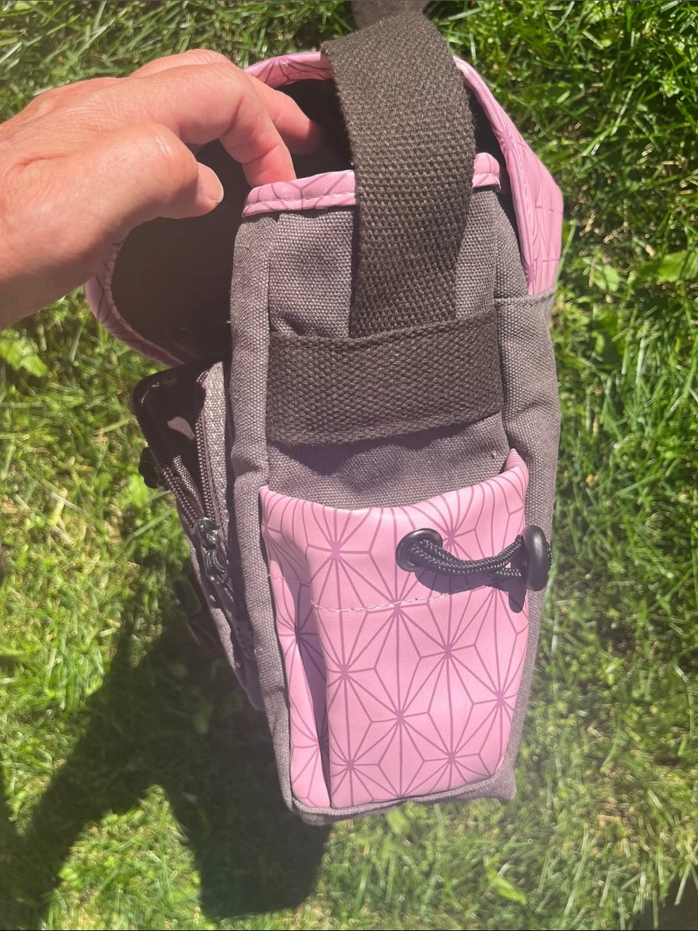 Pink Patterned Shoulder Messenger Bag with Graphic Detail